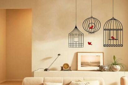 Птицы в клетках Дизайн комнаты с фотообоями Птицы в клетках